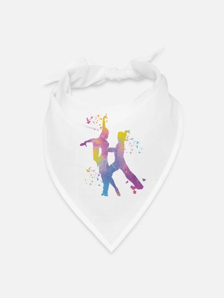 Latin Dancing Couple Watercolor Dancer - Bandana - white - Front