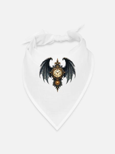 Winged Timekeeper Clock - Bandana - white - Front
