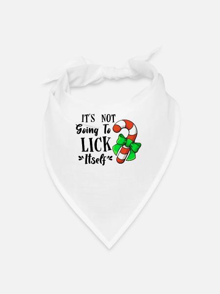It's Not Going to Lick Itself Candy Cane Bow - Bandana - white