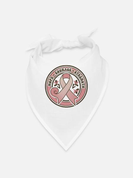 Pink Ribbon Courage Hope - Bandana - white - Front