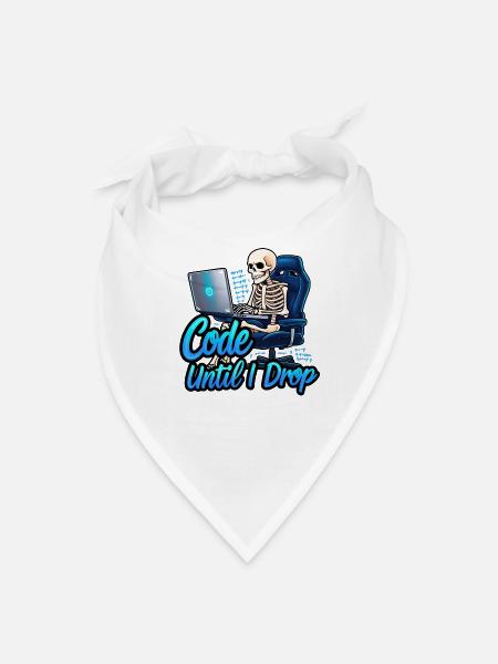 Code Until I Drop Skeleton - Bandana - white - Front