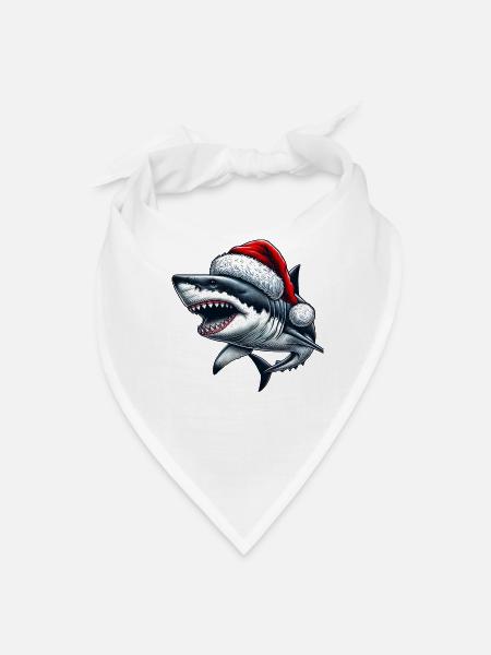 Santa Shark Christmas - Bandana - white