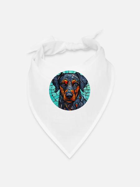 Abstract Rottweiler Portrait Design - Bandana - white