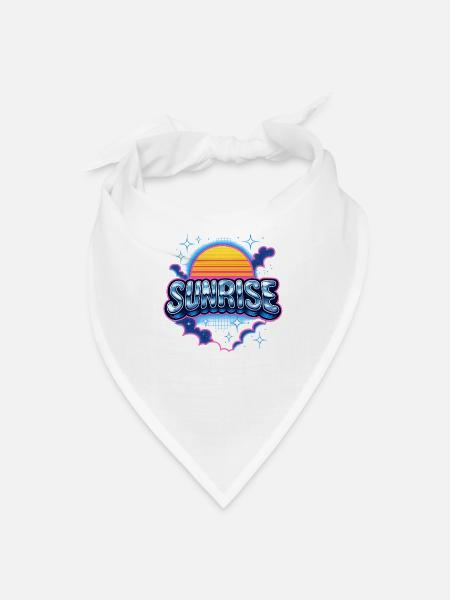 Retro Sunrise Neon Design - Bandana - white - Front