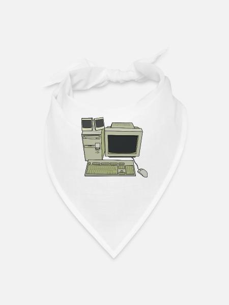 Retro Computer Desk Setup - Bandana - white - Front