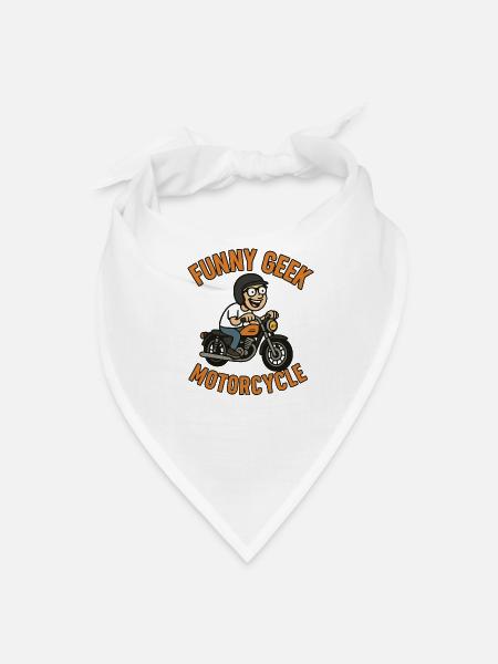 Funny Geek Motorcycle - Bandana - white - Front