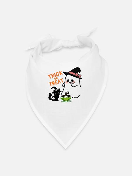 Trick or Treat Ghost and Frog Duo - Bandana - white - Front