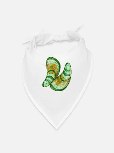 Green lipped mussels illustration - Bandana - white