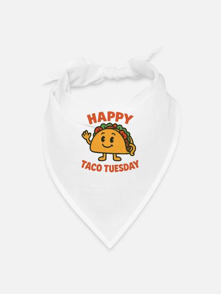 Happy Taco Tuesday Mascot - Bandana - white - Front