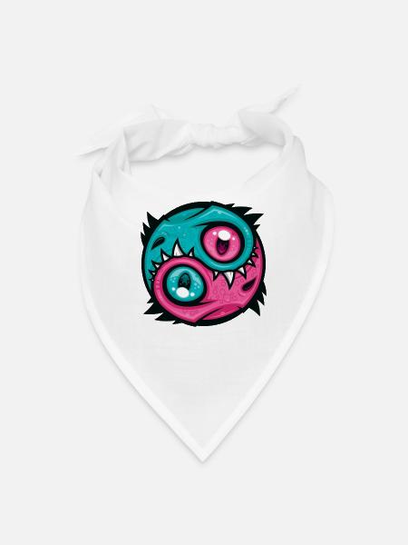 Pink and Teal Yin Yang Dragons - Bandana - white