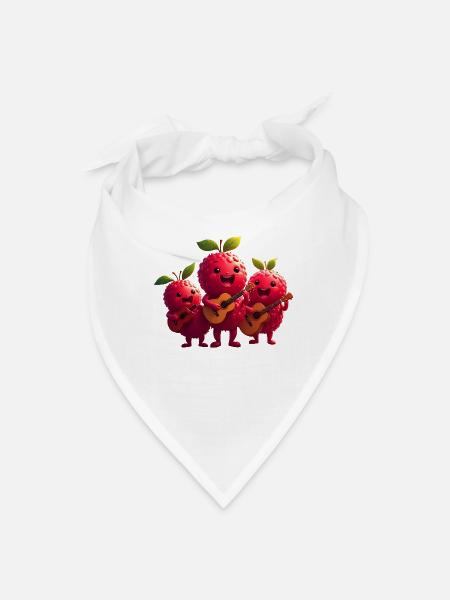 Kawaii Raspberry Trio - Bandana - white