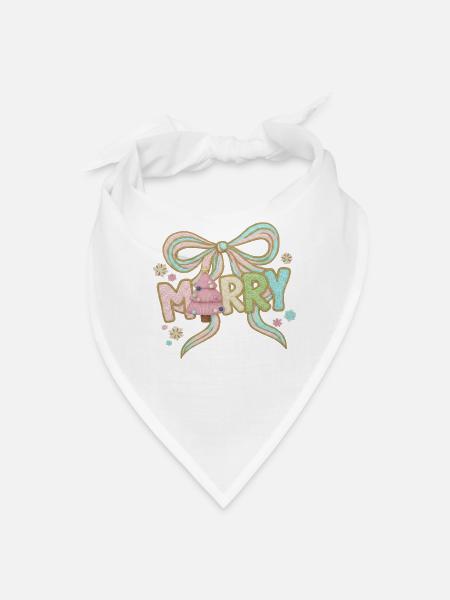 Pastel Knit Christmas Cheer - Bandana - white