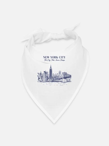 New York Skyline at Night - Bandana - white