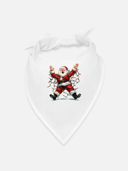 Santa Tangled in Lights - Bandana - white - Front