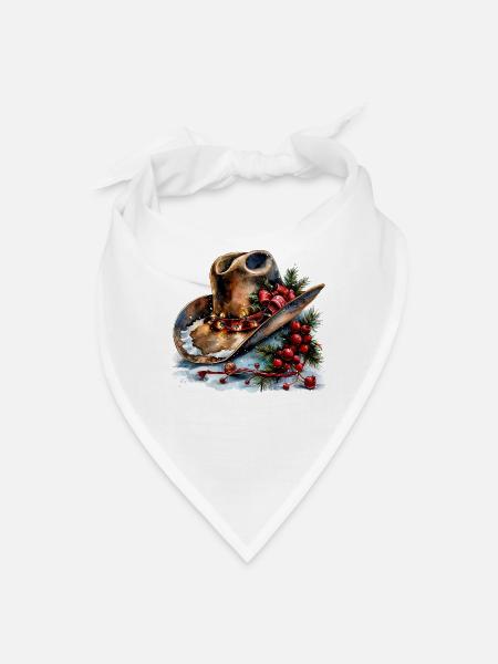 Christmas Cowboy Hat - Bandana - white - Front