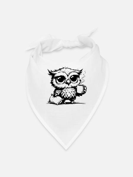I Was Awake All Night Owl With Pillow - Bandana - white - Front