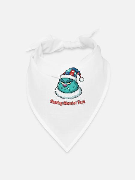 Resting Monster Santa Face - Bandana - white - Front