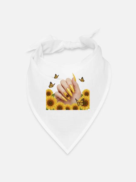 Sunflower Butterfly Nail Art - Bandana - white - Front