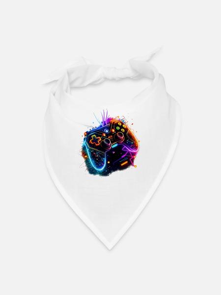 Neon Game Controller Splash - Bandana - white - Front