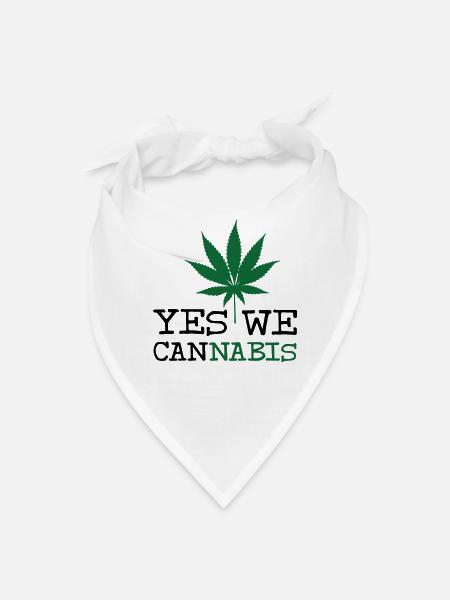 Yes We Cannabis Black Silhouette Leaf - Bandana - white - Front