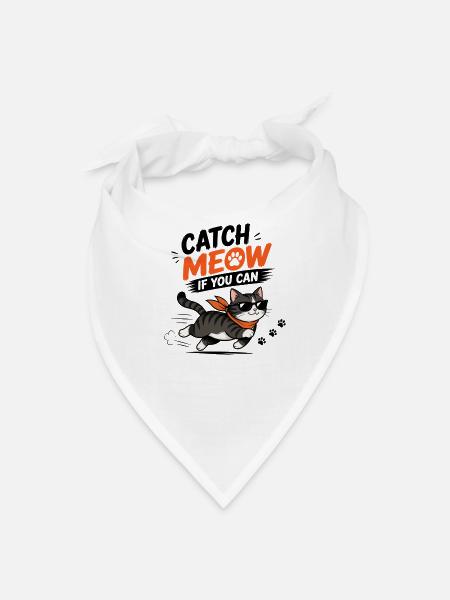 Funny Running Cat - Bandana - white