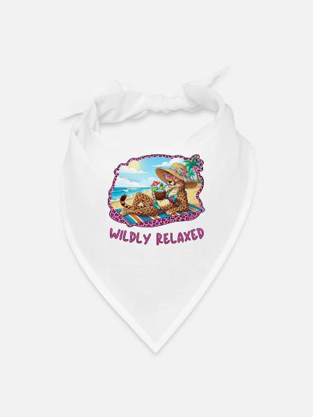 Wildly Relaxed Leopard on the Beach - Bandana - white