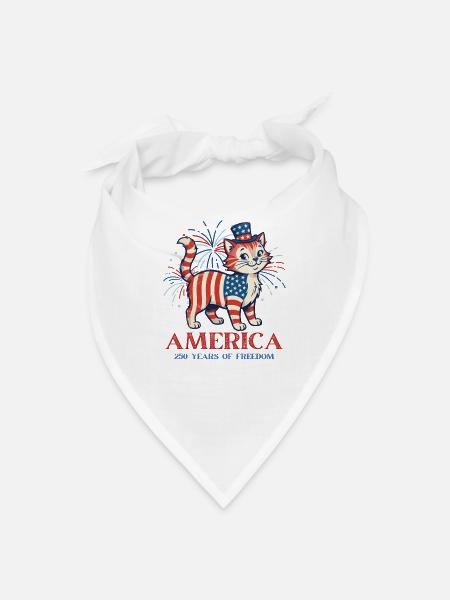250 Years Of Freedom Cat - Bandana - white