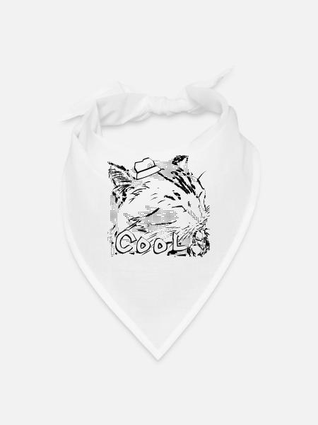Cool Cat Cowboy Hat Funny Retro Comic Art Design - Bandana - white - Front