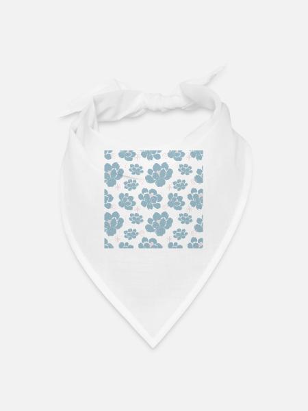 Blue Hibiscus Sketch on Black - Bandana - white - Front