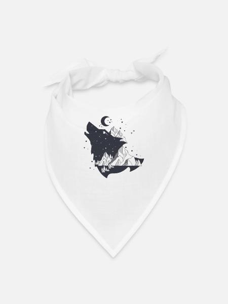 Howling Wolf Mountain Night Sky Vector - Bandana - white - Front