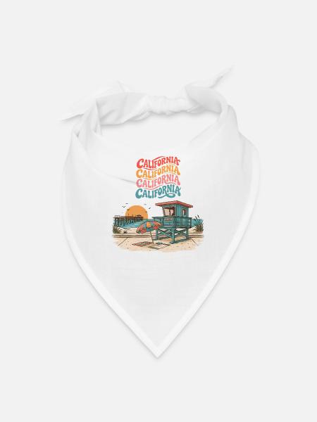 Vintage-California-Coastline-Sunset-Pier - Bandana - white - Front