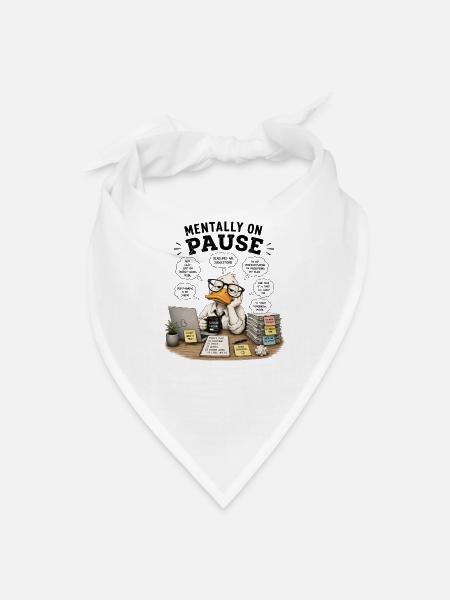 Mentally on Pause: Duck in Office - Bandana - white - Front
