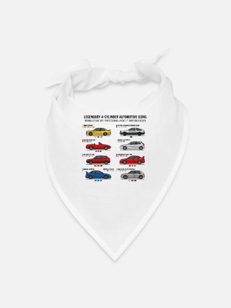 Conception automobile - JDM Sport Cars 4 cylindres - Bandana - blanc - Devant