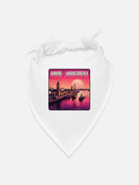 Hamburg-Landungsbruecken-Vintage-Travel-Poster- - Bandana - white - Front