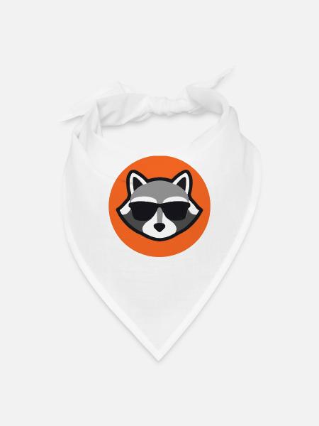 Raccoon in Shades on Orange - Bandana - white
