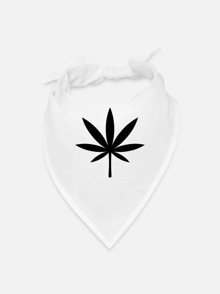 Cannabis / Marijuana / Hemp Leaf (Black) - Bandana - white - Front