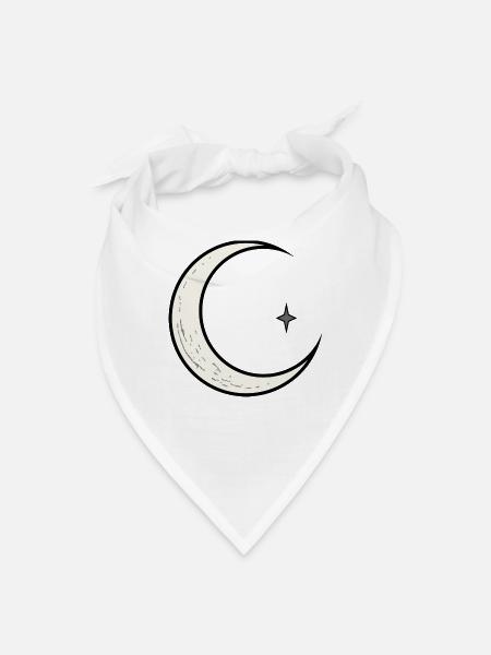 Moonlit Crescent and Star - Bandana - white