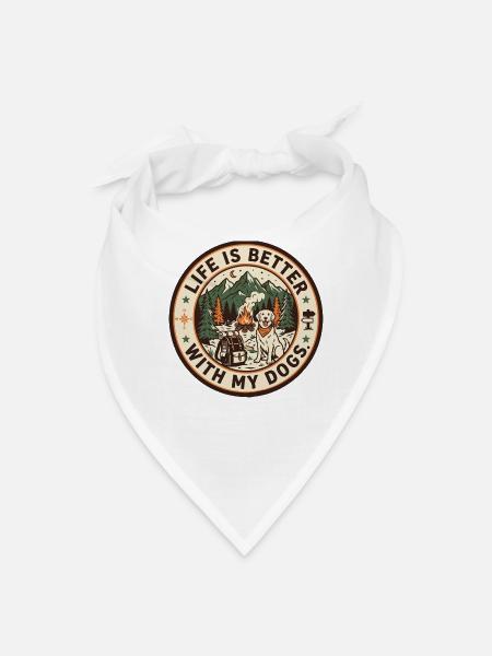 Life Is Better With My Dogs Camping - Bandana - white - Front