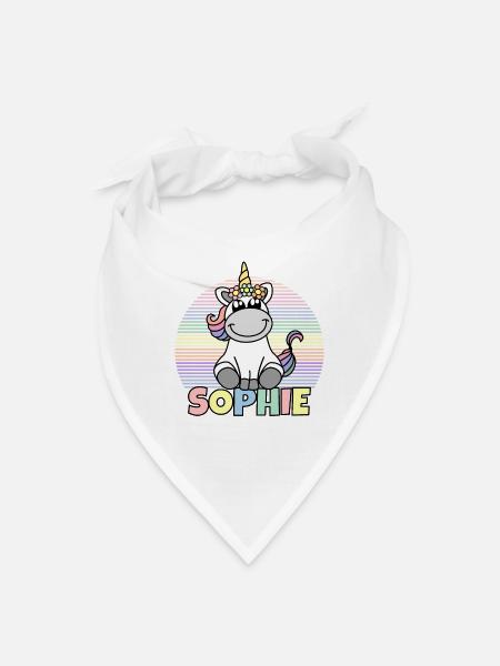 Sophie Name Unicorn - Bandana - white