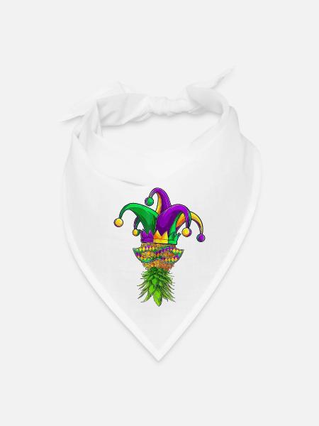 Upside Down Pineapple Mask Mardi Gras - Bandana - white - Front