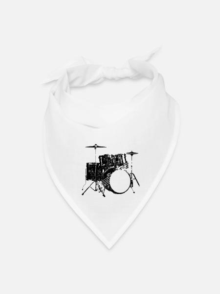 Drum Kit Drummer Band Musical Instrument - Bandana - white - Front