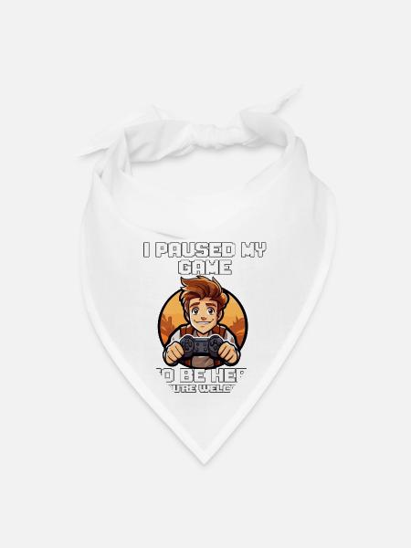 I paused my game - Bandana - white - Front