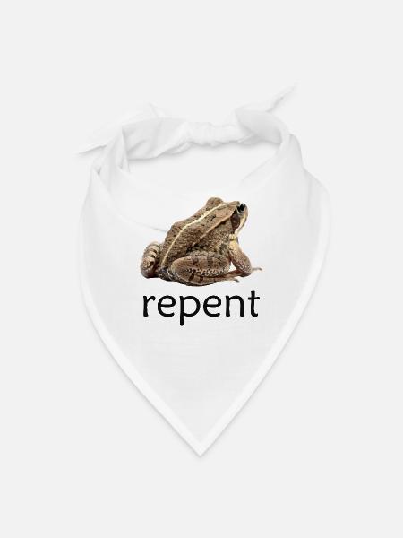Repent frog, funny memee - Bandana - white - Front