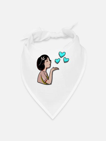 Pop Art Girl Blowing Hearts - Bandana - white - Front