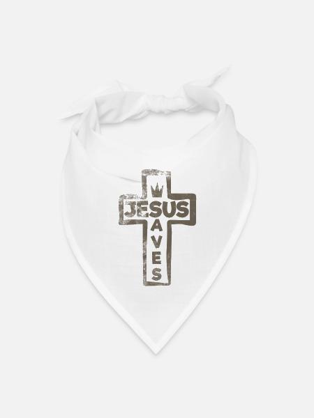 Jesus - Jesus Saves - Bandana - white - Front