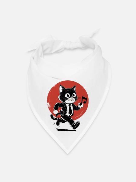 Whimsical Black White Cat Conducto - Bandana - white - Front