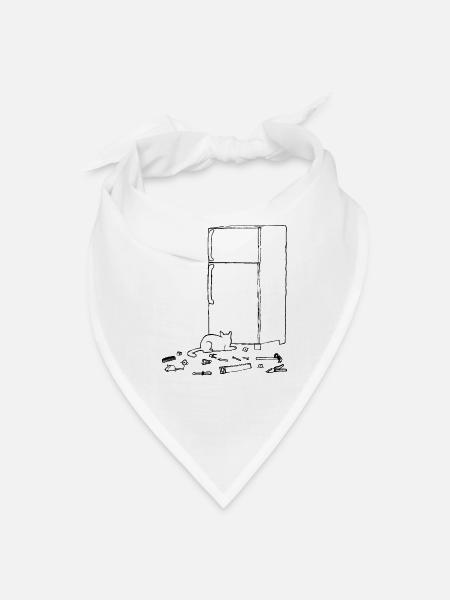 Cat loses toy under the refrigerator - Bandana - white - Front