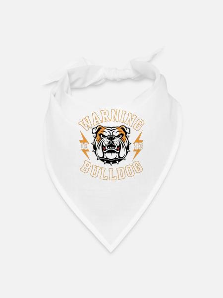 Aggressive Bulldog Warning Design - Bandana - white