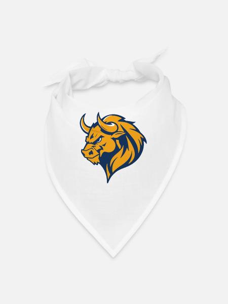 Blue Gold Bull Mascot - Bandana - white - Front