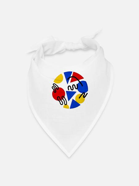 Geometric Primaries Circle - Bandana - white - Front